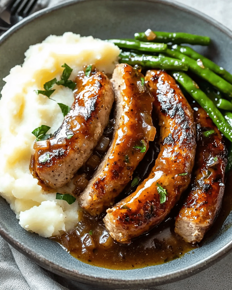 Homemade Irish Sausage with Onion Stout Gravy