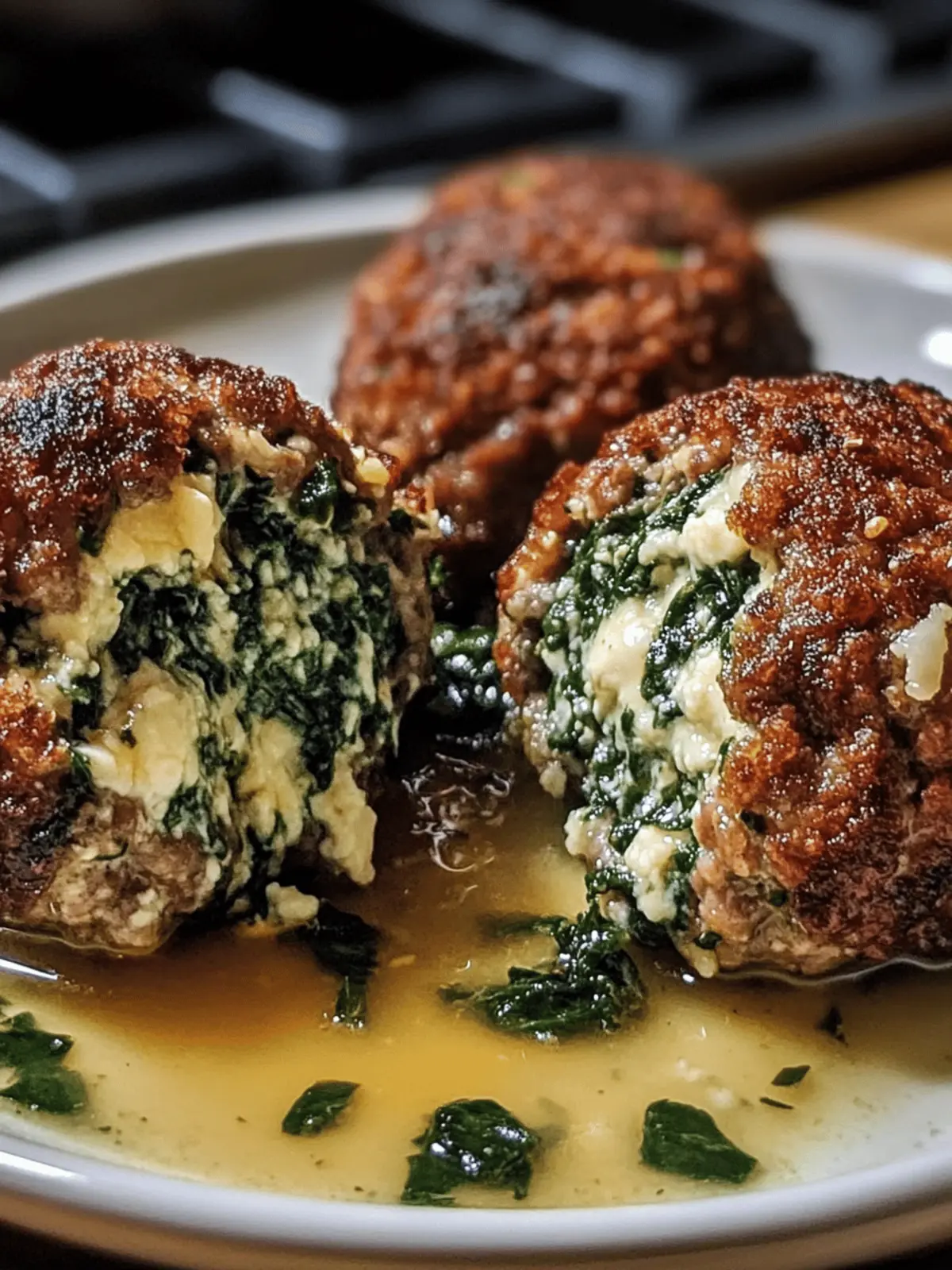 Spinach Garlic Meatballs Stuffed with Mozzarella Magic 2 Spinach Garlic Meatballs Stuffed with Mozzarella