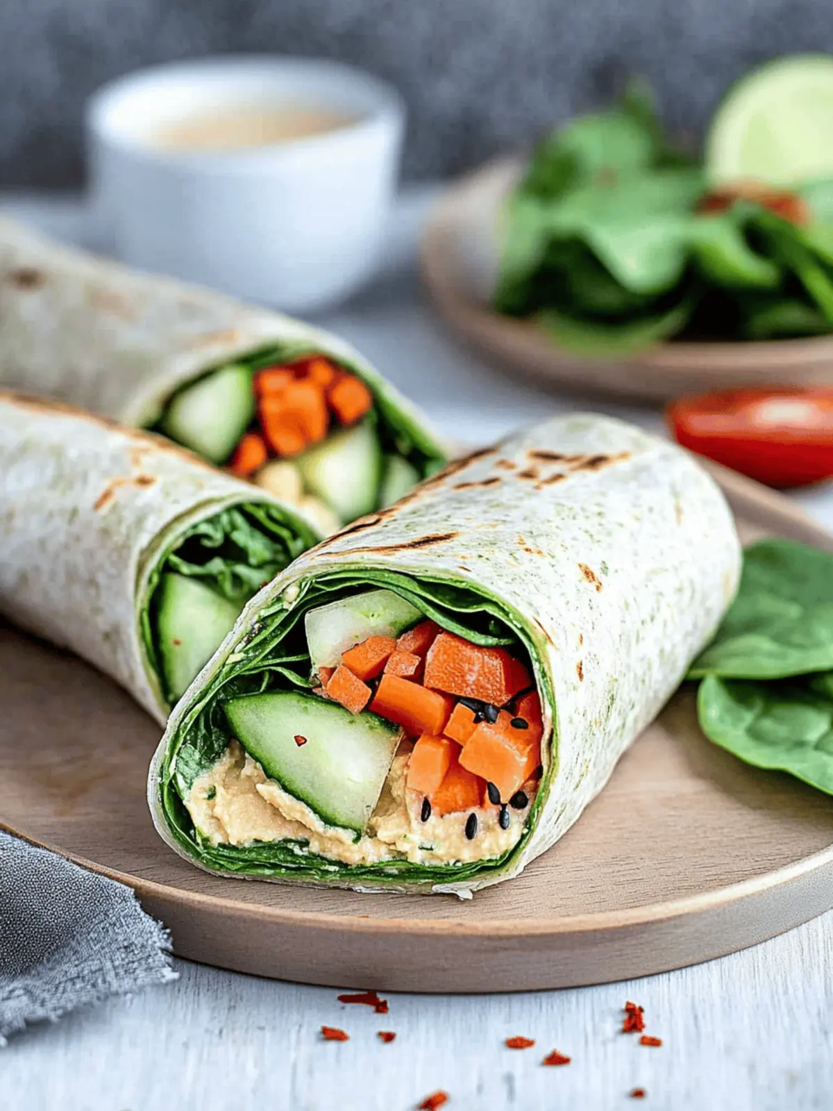Delicious Veggie Spinach Wraps with Hummus for Easy Meals 5 Veggie Spinach Wraps with Hummus