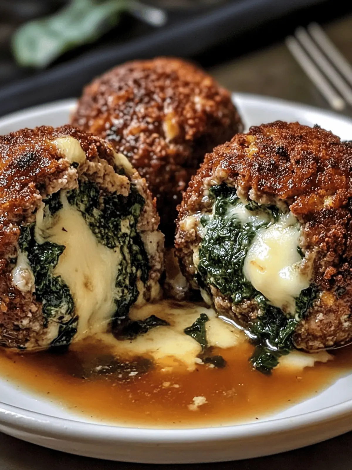 Spinach Garlic Meatballs Stuffed with Mozzarella Magic 5 Spinach Garlic Meatballs Stuffed with Mozzarella
