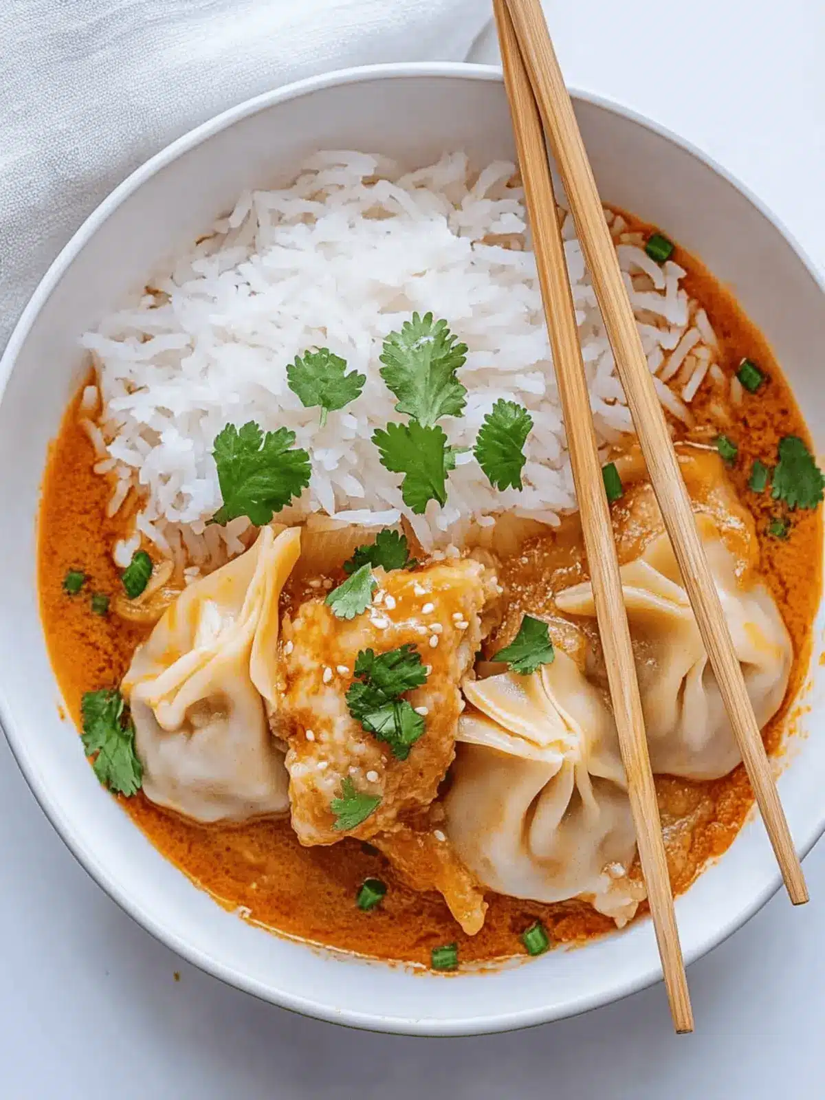 Easy One Pan Dumpling Bake in Creamy Red Curry Bliss 3 Dumpling Bake