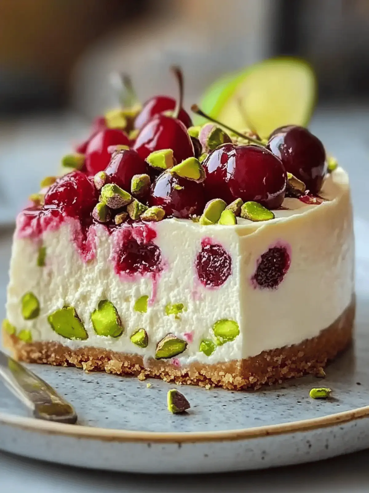 Luscious Lemon-Lime Cherry Pistachio Cheesecake Delight 3 Luscious Lemon-Lime Cherry Pistachio Cheesecake