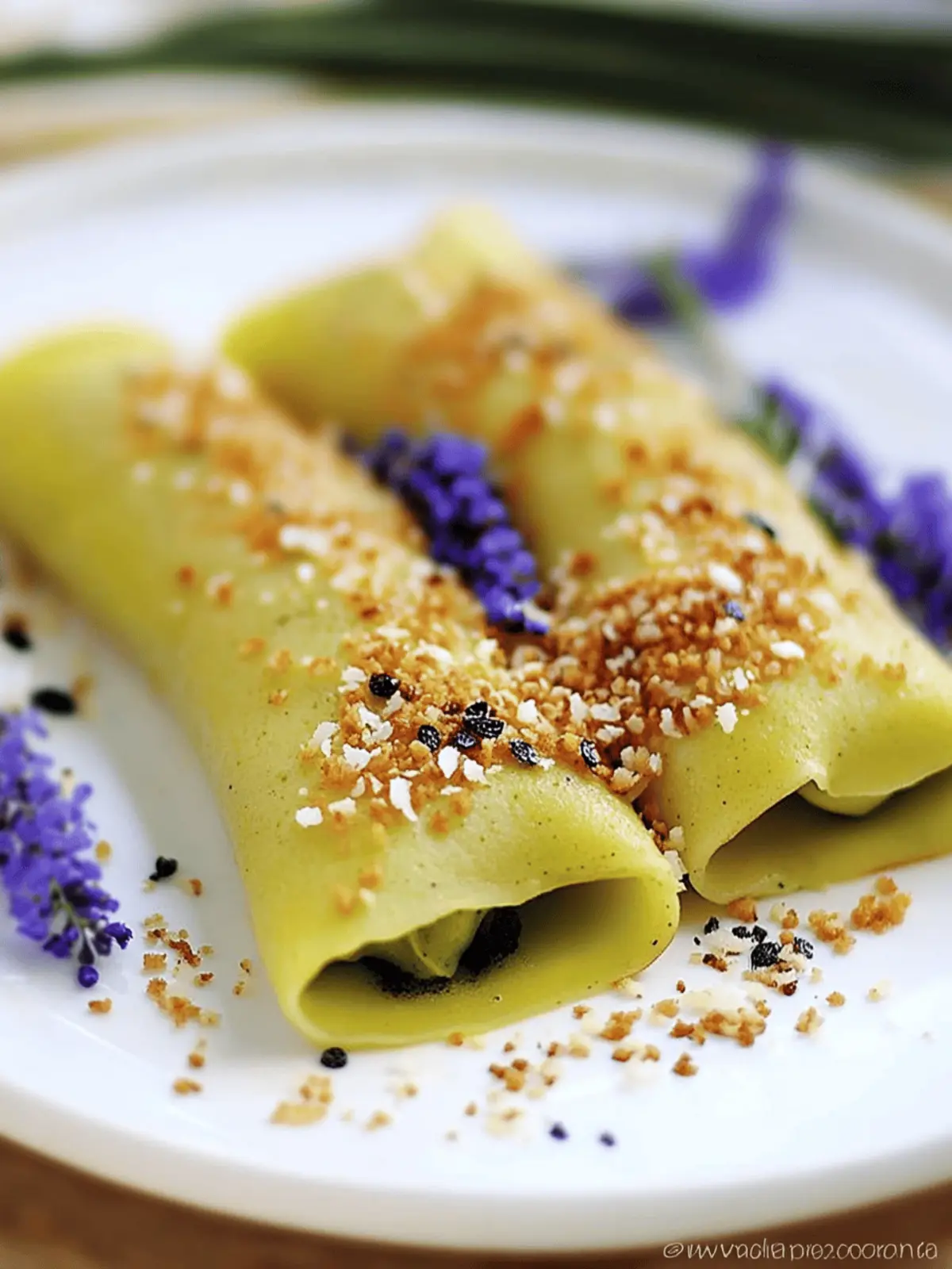 Delicious Coconut Pandan Crepes with Creamy Coconut Bliss 4 Coconut Pandan Crepes