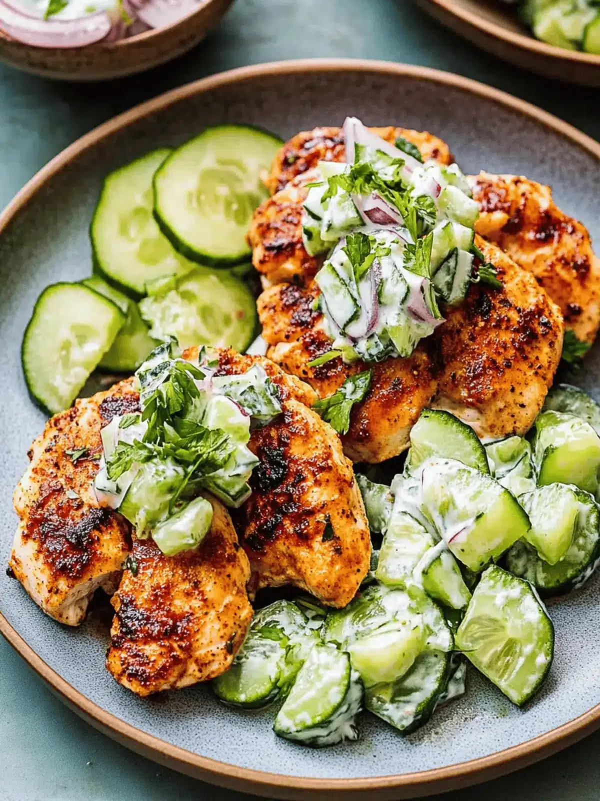 Spicy Mediterranean Chicken with Creamy Cucumber Salad Delight 5 Spicy Mediterranean Chicken with Creamy Cucumber Salad