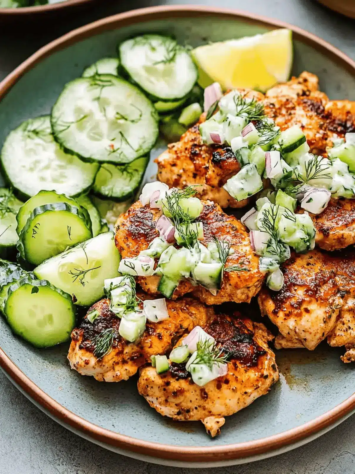 Spicy Mediterranean Chicken with Creamy Cucumber Salad Delight 3 Spicy Mediterranean Chicken with Creamy Cucumber Salad