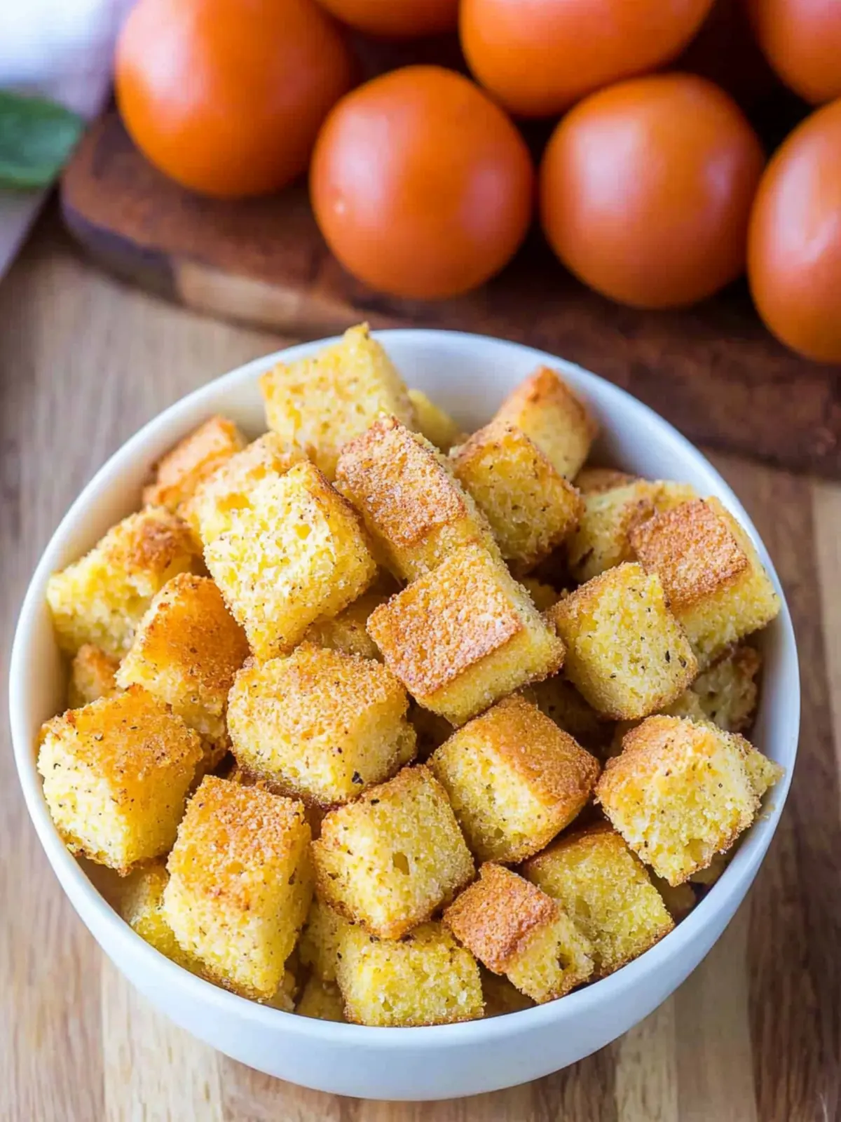 Crispy Baked Parmesan Polenta Croutons to Elevate Your Salad 4 Baked Parmesan Polenta Croutons