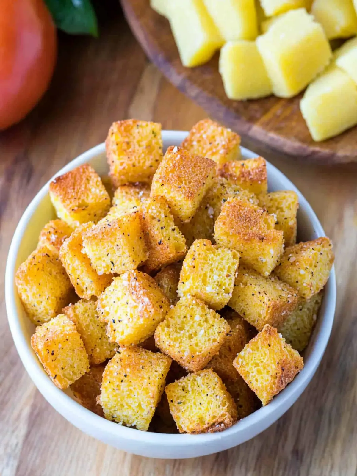 Crispy Baked Parmesan Polenta Croutons to Elevate Your Salad 3 Baked Parmesan Polenta Croutons