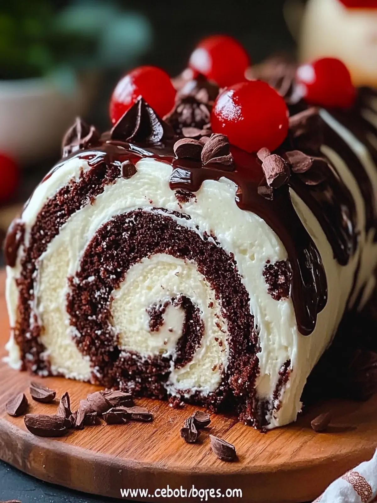 Indulge in an Elegant Black Forest Cake Roll Delight 3 Elegant Black Forest Cake Roll