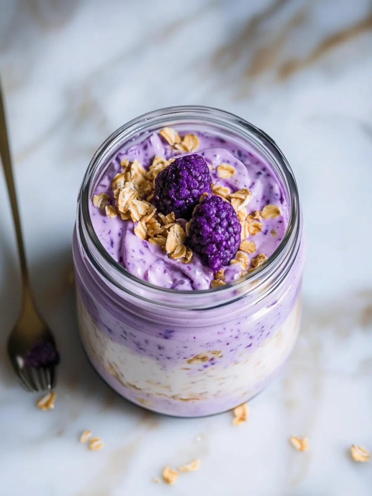 Delicious Ube Cheesecake Overnight Oats for Busy Mornings 2 Ube Cheesecake Overnight Oats