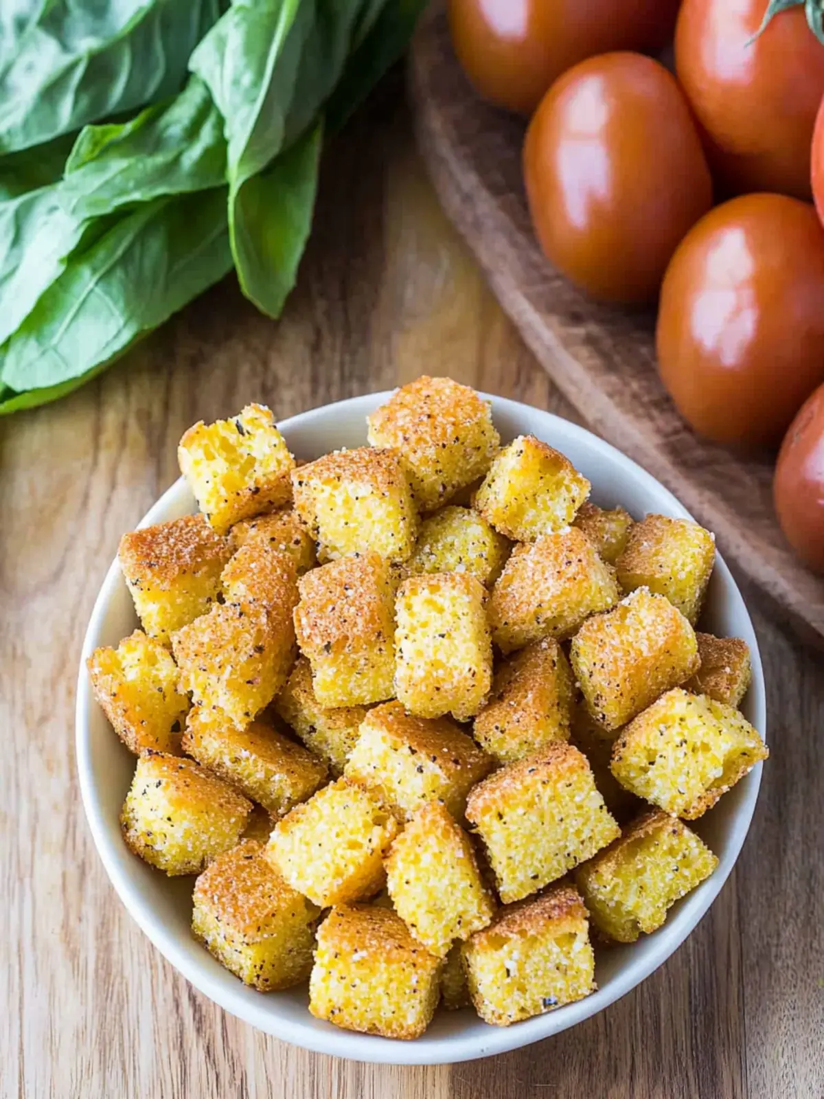 Crispy Baked Parmesan Polenta Croutons to Elevate Your Salad 2 Baked Parmesan Polenta Croutons