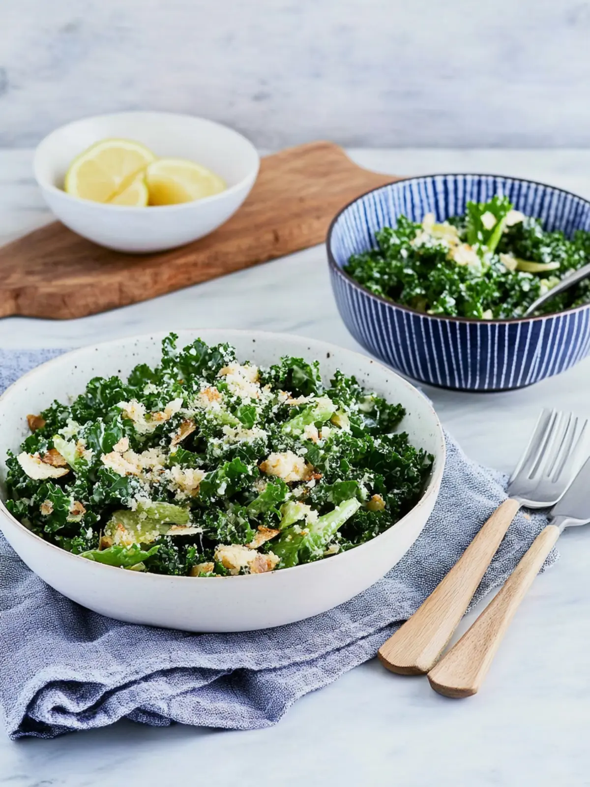 Savory Kale Caesar Salad with Roasted Garlic Dressing 3 Kale Caesar Salad