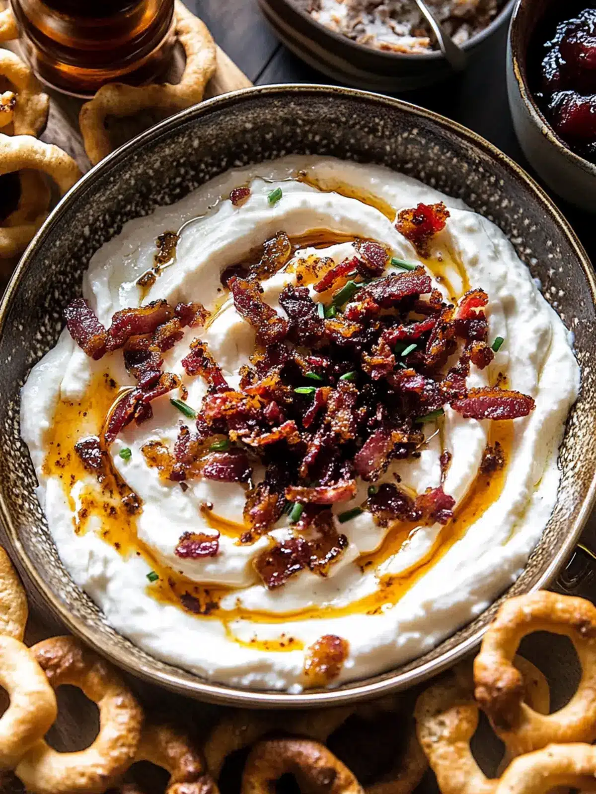 Whipped Goat Cheese Candied Bacon Dip for Unforgettable Snacks 3 Whipped Goat Cheese Candied Bacon Dip