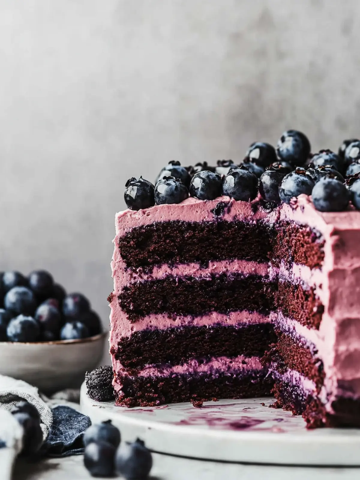 Decadent Layered Blueberry Chocolate Cake You’ll Crave! 5 Layered Blueberry Chocolate Cake
