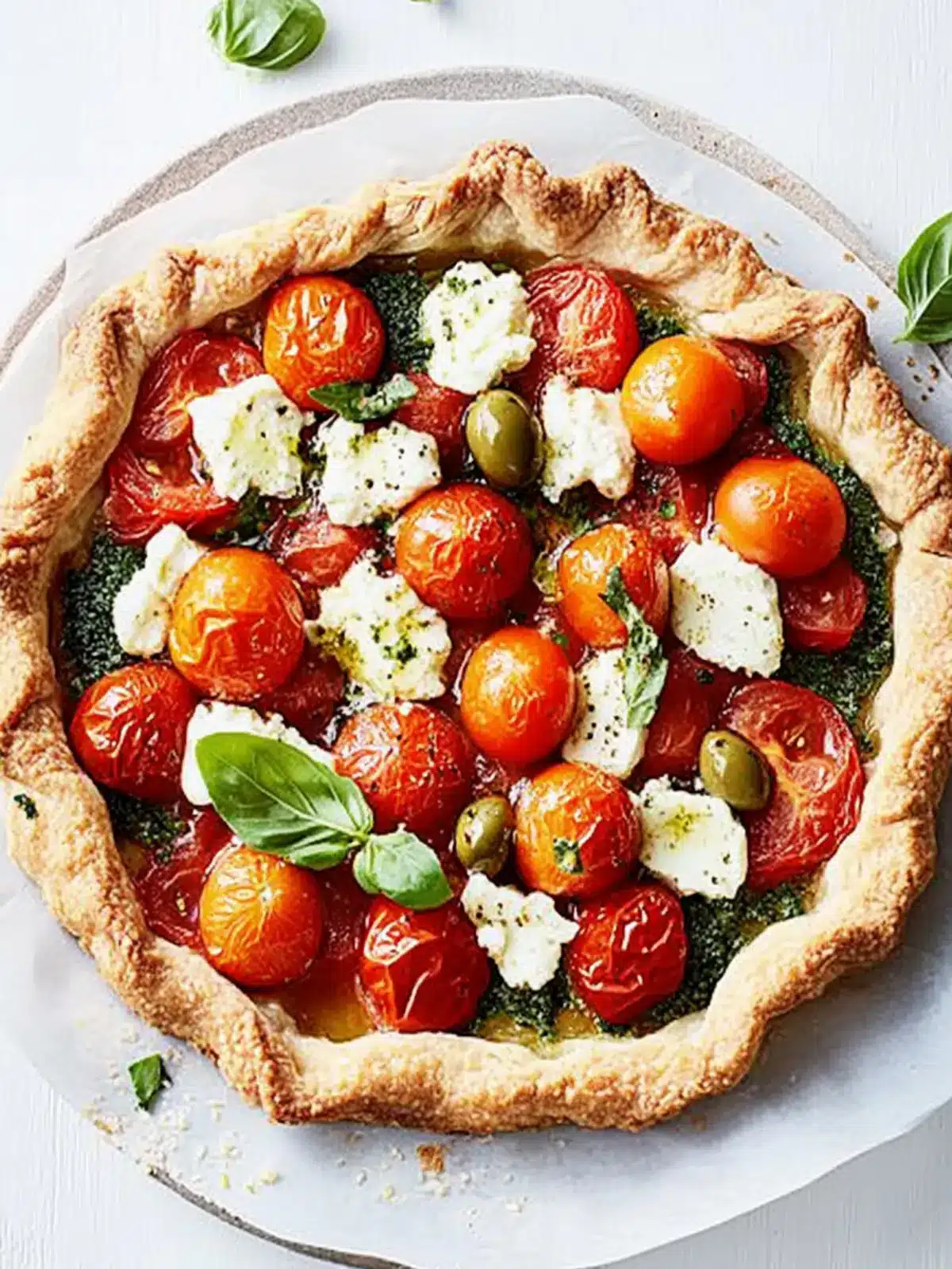 Tomato, Ricotta and Olive Spelt Tart with Basil Bliss 3 Tomato, ricotta and olive spelt tart with basil