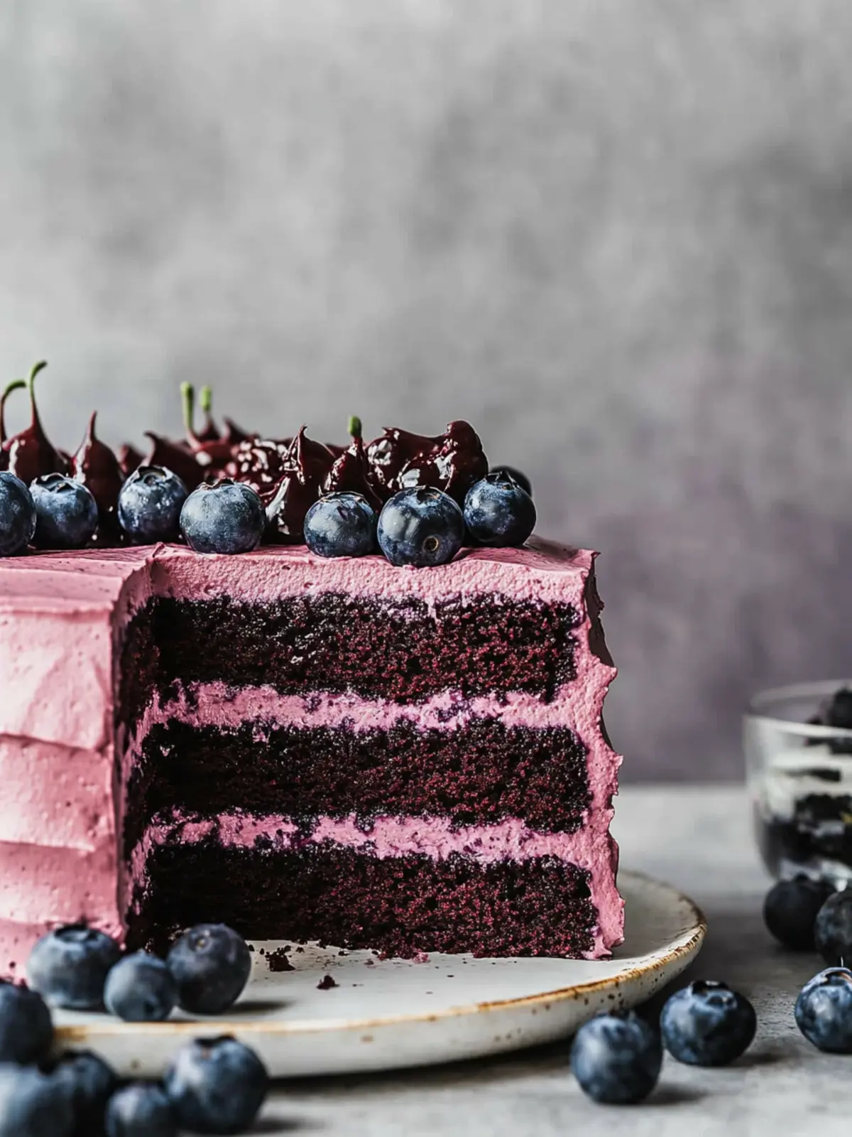 Decadent Layered Blueberry Chocolate Cake You’ll Crave! 4 Layered Blueberry Chocolate Cake