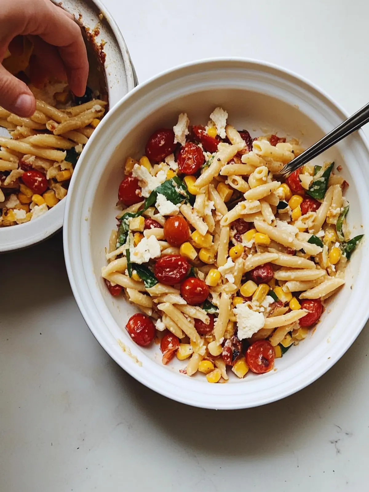 Delicious Pasta Salad with Roasted Cherry Tomatoes, Beans & Corn 4 pasta salad with roasted cherry tomato, beans and corn