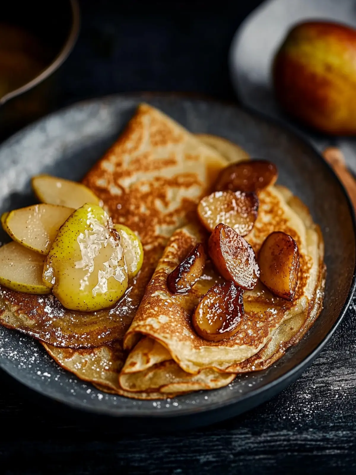 Cinnamon Crepes with Caramelised Pears: A Sweet Delight! 5 Cinnamon crepes with caramelised pears