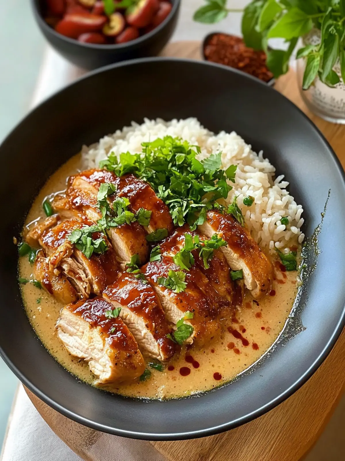 Sweet & Savory Chicken with Spicy Carbonara Brothy Rice Bliss 3 Sweet & Savory Chicken with Spicy Carbonara Brothy Rice