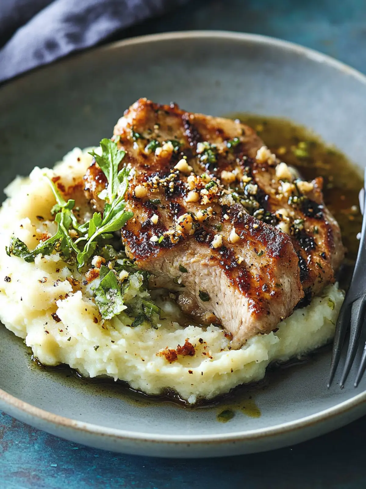 Savor Macadamia Mustard Pork Cutlets with Celeriac Mash 2 Macadamia and mustard pork cutlets with celeriac mash