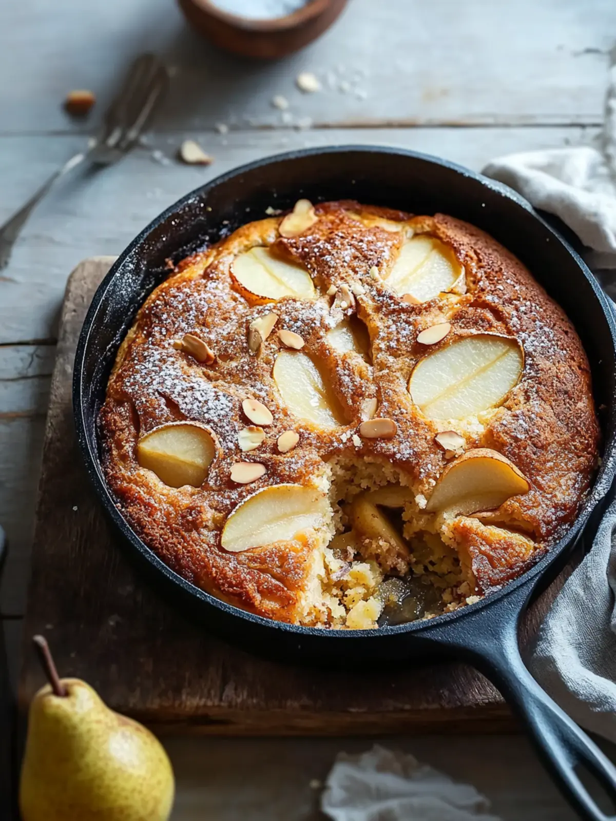 Spiced Pear Buttermilk Almond Skillet Cake for Cozy Evenings 5 Spiced pear, buttermilk and almond skillet cake