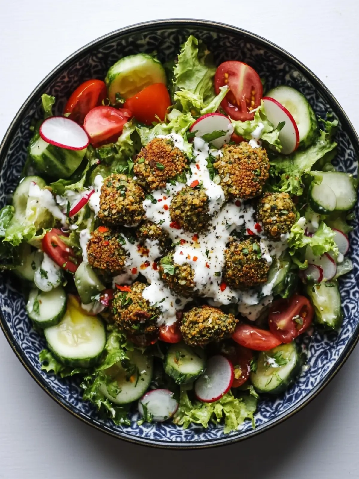Transform Your Meals with Baked Falafel Crumbles & Salad 2 baked falafel crumbles + falafel salad
