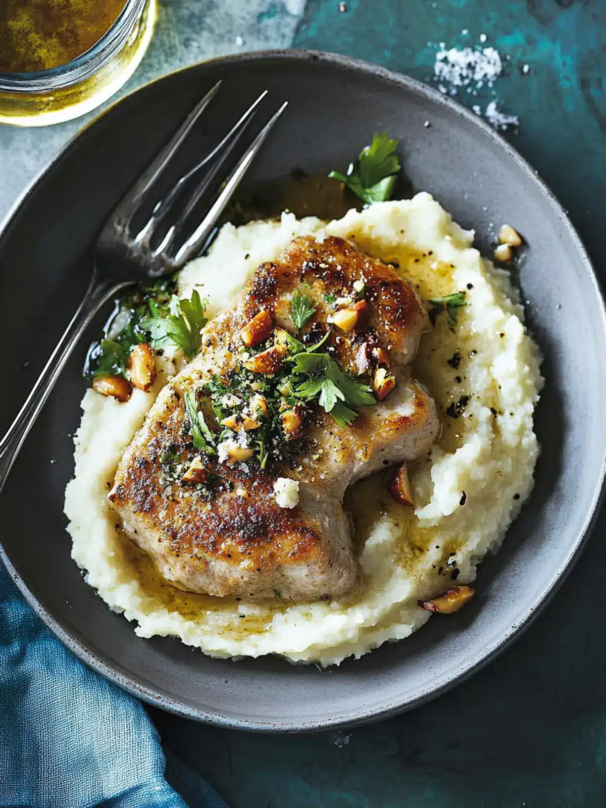Savor Macadamia Mustard Pork Cutlets with Celeriac Mash 4 Macadamia and mustard pork cutlets with celeriac mash
