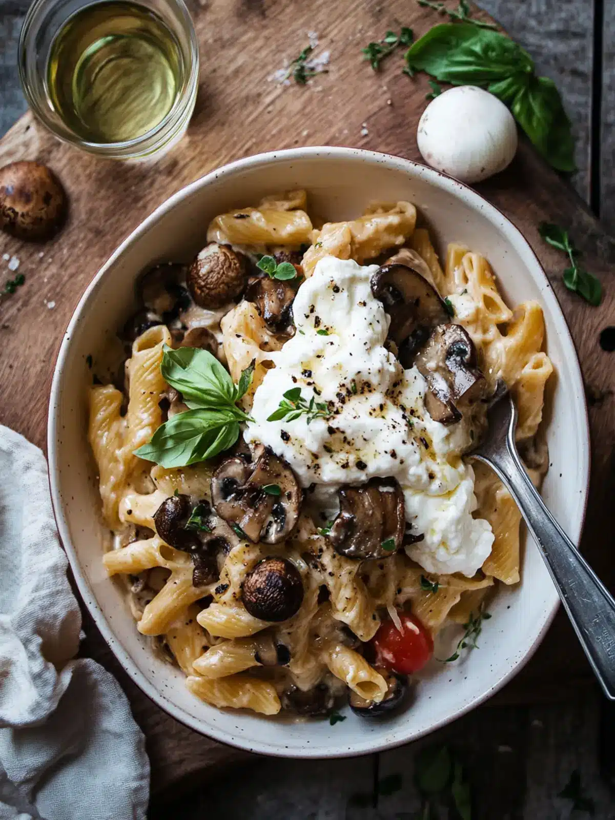 Indulge in Baked Mushroom Pasta with Burrata Bliss 2 Baked Mushroom Pasta with Burrata