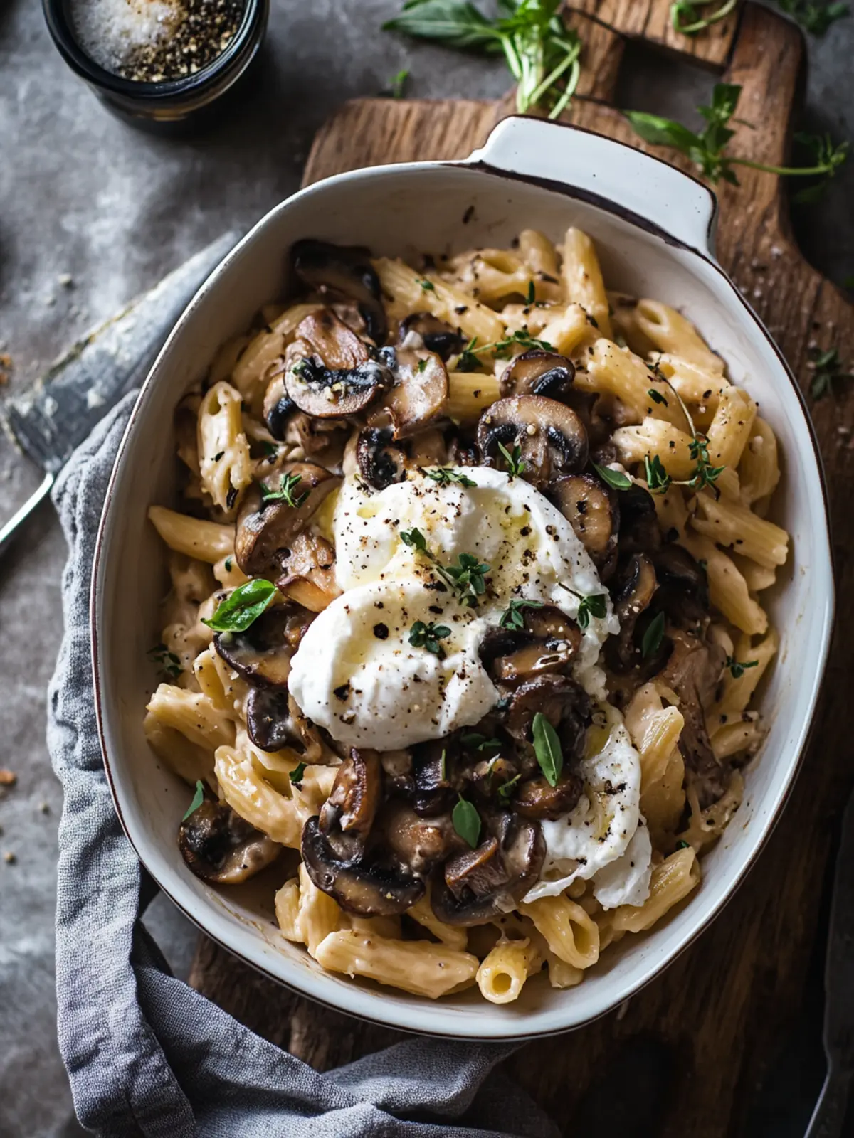 Indulge in Baked Mushroom Pasta with Burrata Bliss 5 Baked Mushroom Pasta with Burrata