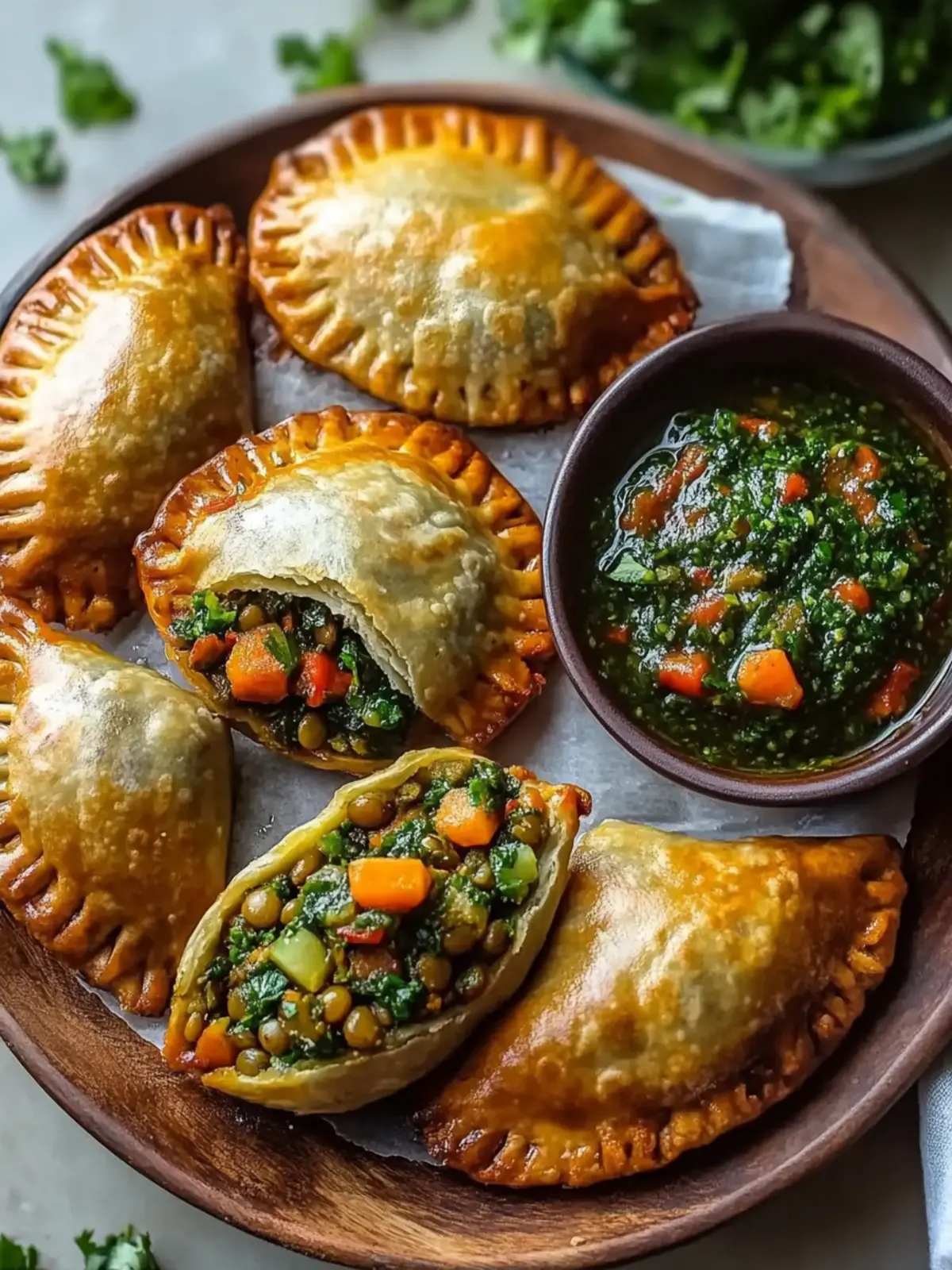 Savory Lentil and Veggie Vegan Empanadas with Zesty Chimichurri 5 Lentil and Veggie Vegan Empanadas with Chimichurri