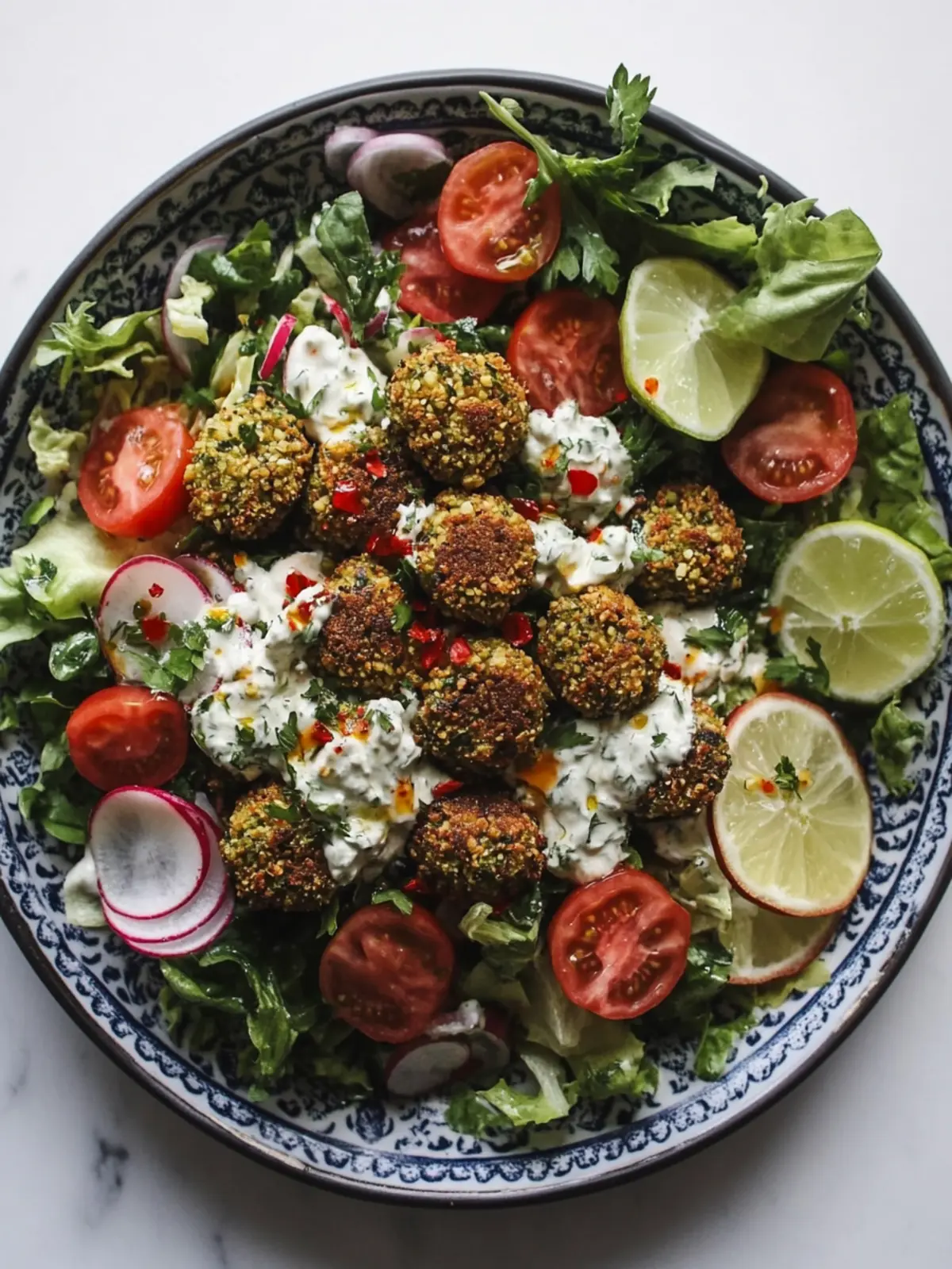 Transform Your Meals with Baked Falafel Crumbles & Salad 5 baked falafel crumbles + falafel salad