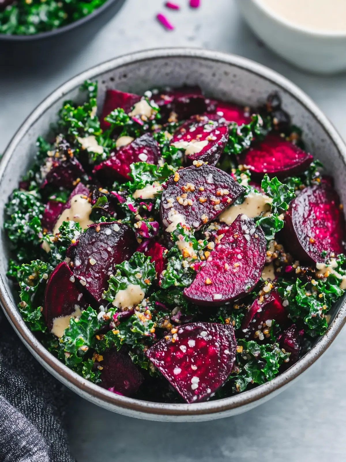 Delicious Roasted Beet and Kale Salad with Lemon Tahini Dressing 2 Roasted Beet and Kale Salad with Lemon Tahini Dressing