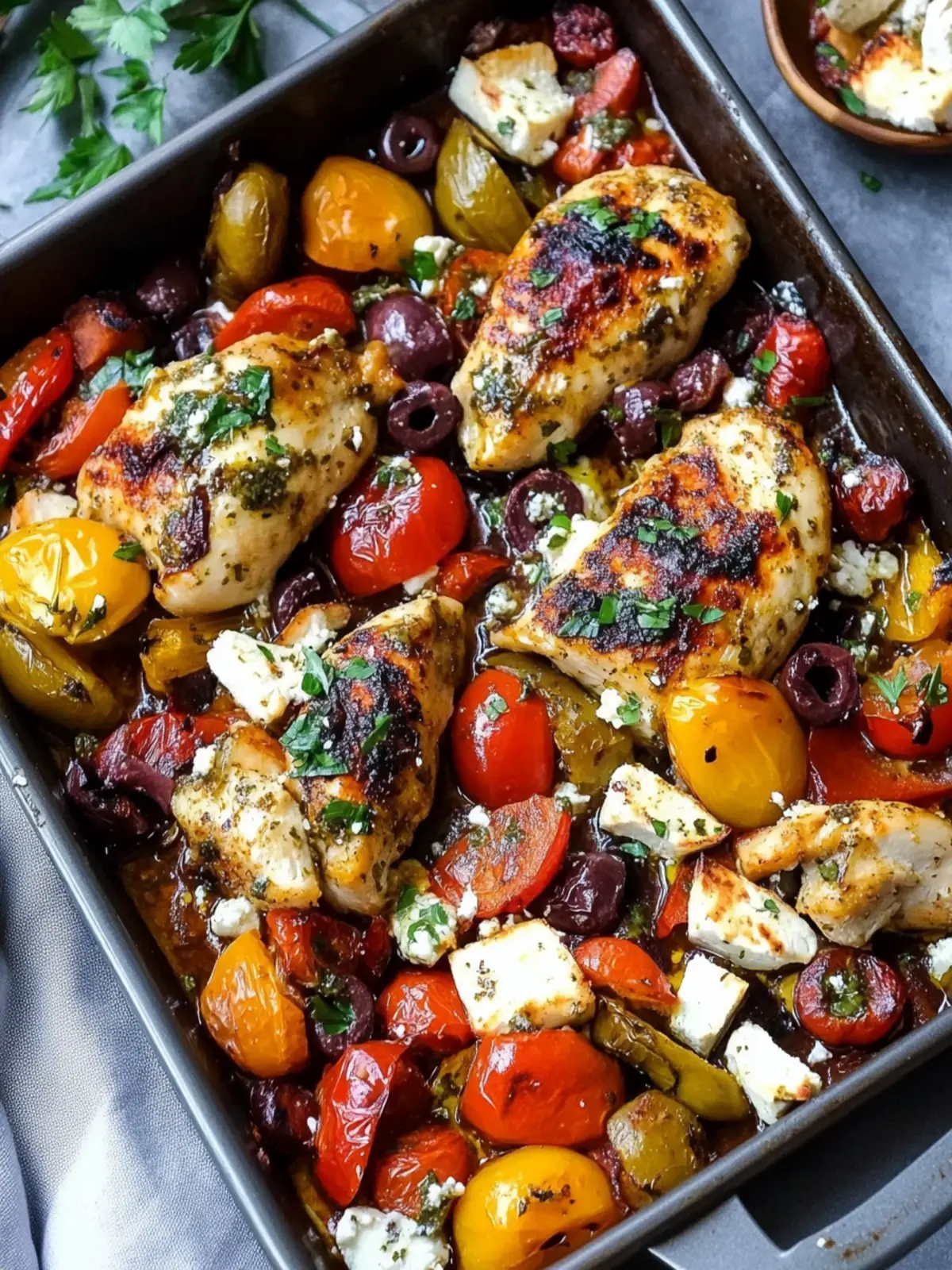 Savory Sheet Pan Greek Chicken with Fresh Veggies Delight 2 Sheet Pan Greek Chicken