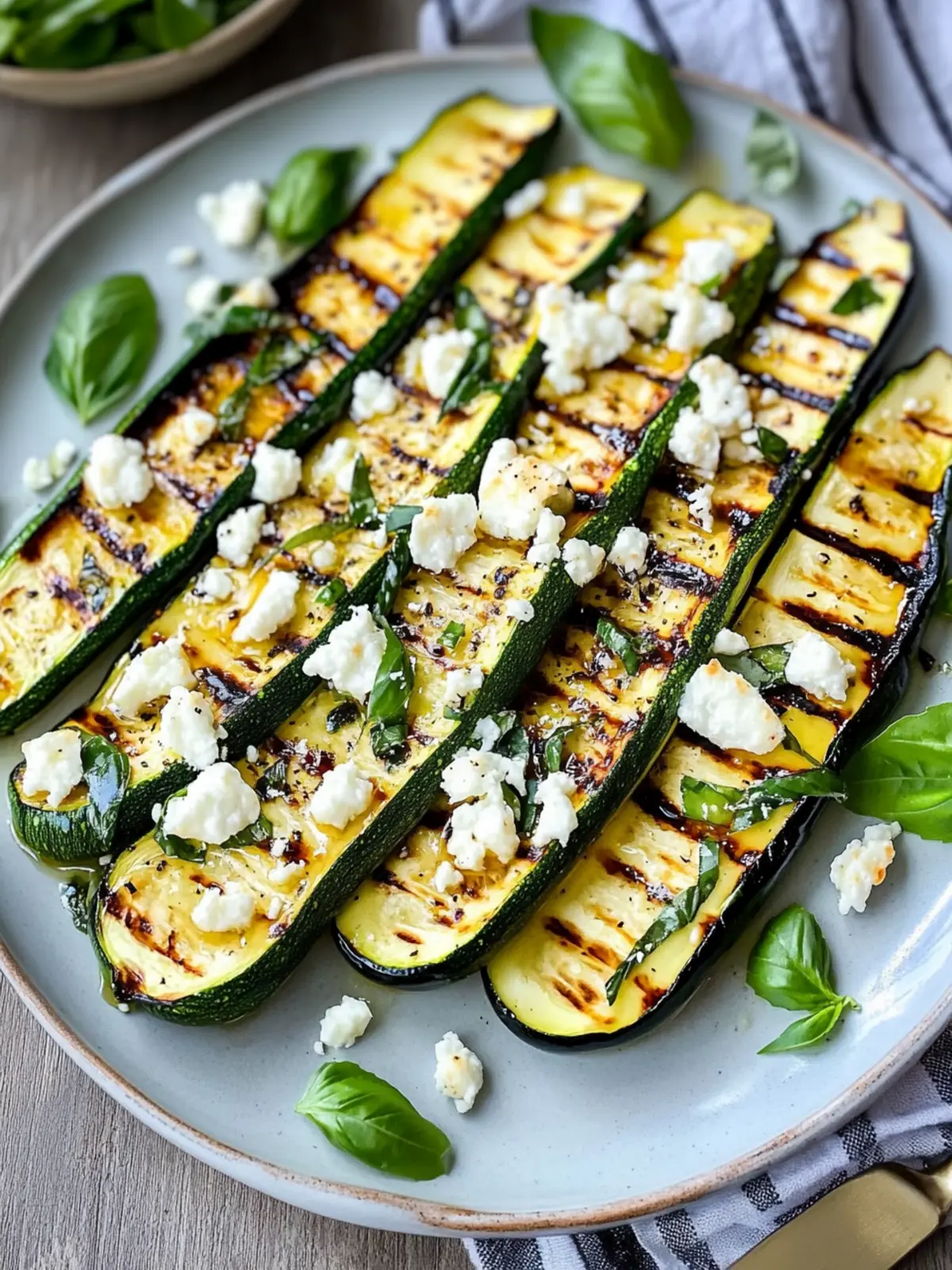 Grilled Zucchini With Goat Cheese, Basil & Honey