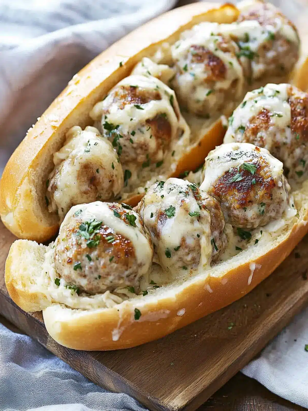 Chicken Alfredo Meatball Subs
