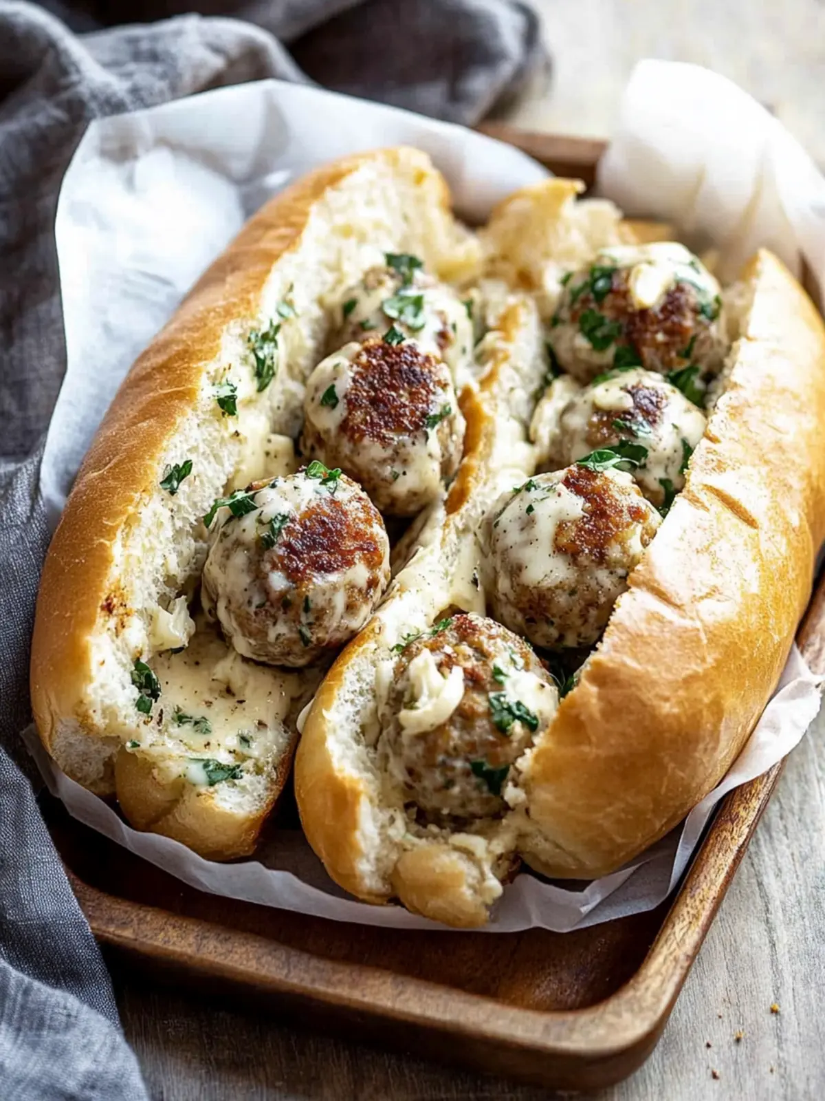 Chicken Alfredo Meatball Subs