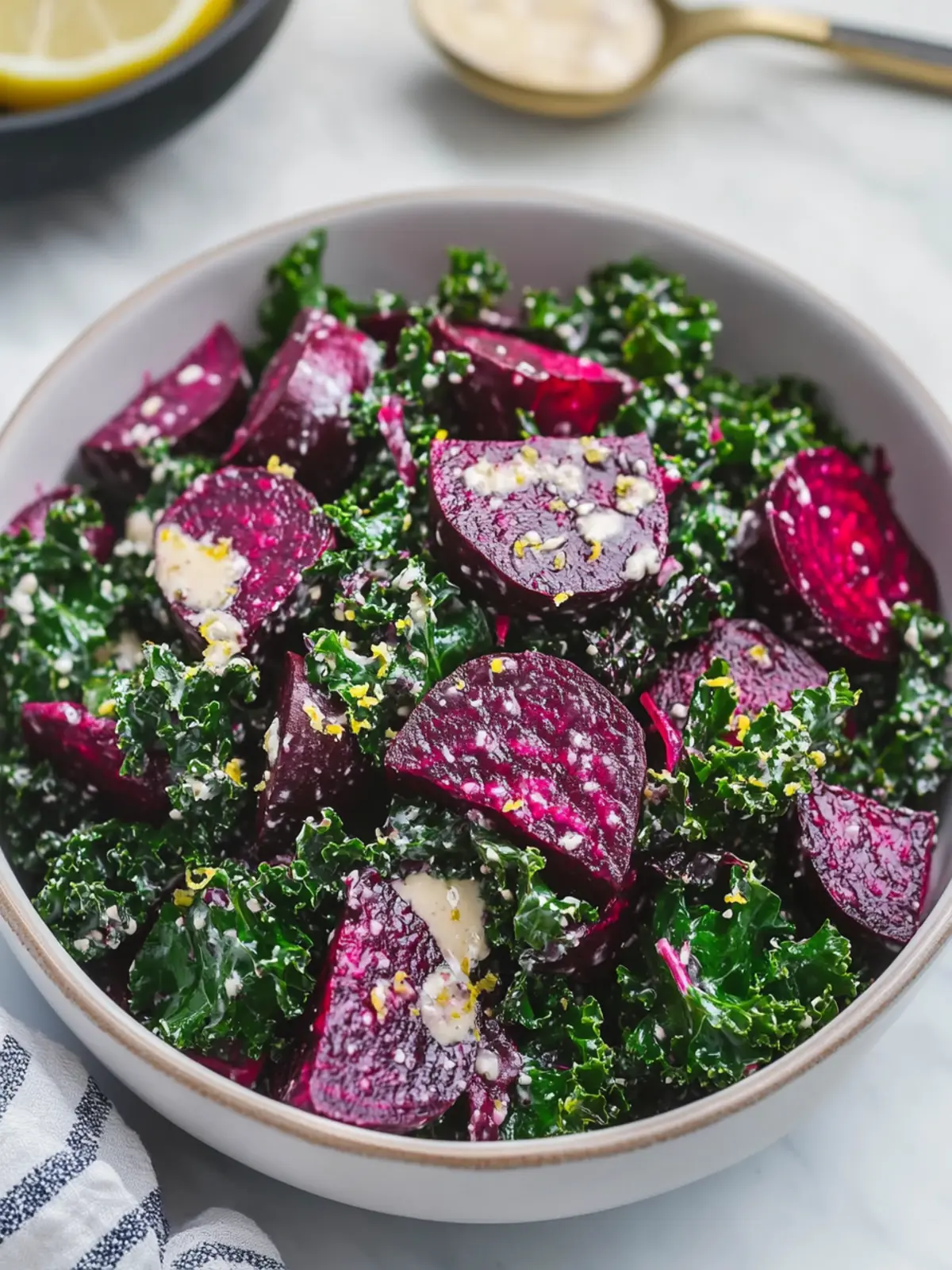 Delicious Roasted Beet and Kale Salad with Lemon Tahini Dressing 3 Roasted Beet and Kale Salad with Lemon Tahini Dressing