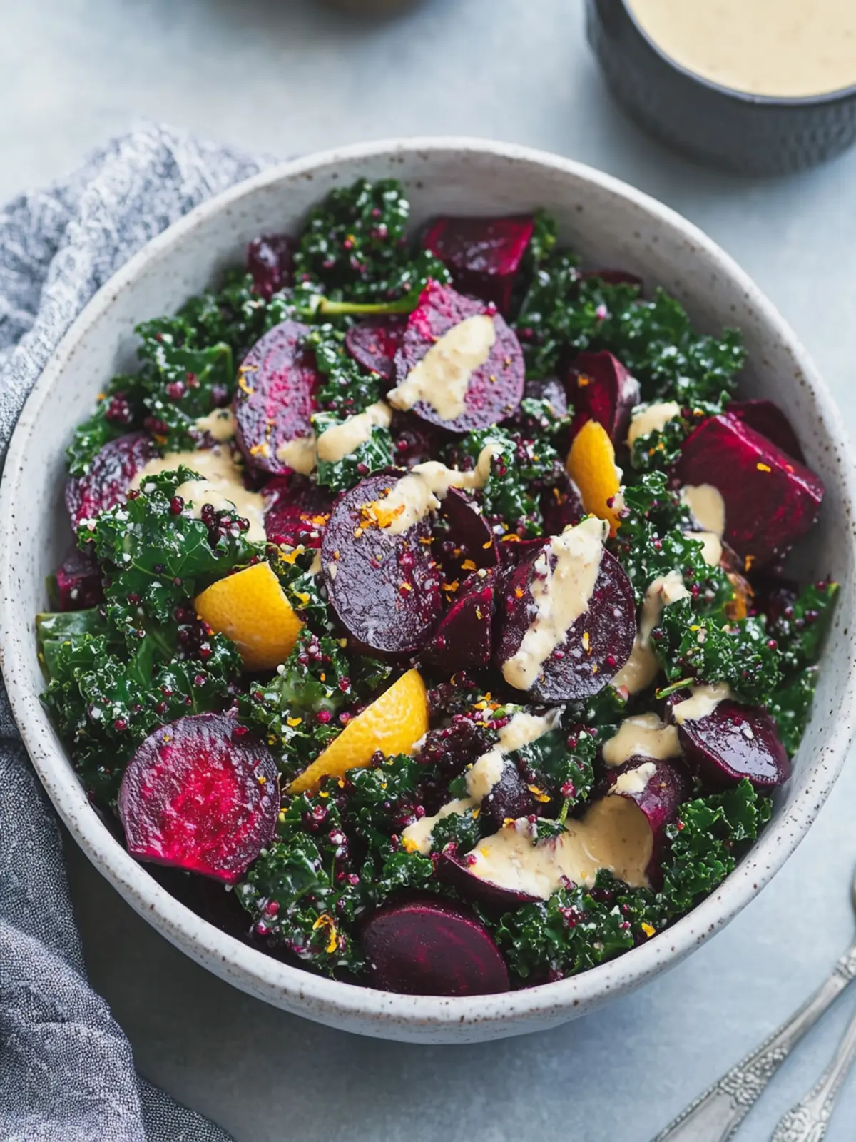 Delicious Roasted Beet and Kale Salad with Lemon Tahini Dressing 5 Roasted Beet and Kale Salad with Lemon Tahini Dressing