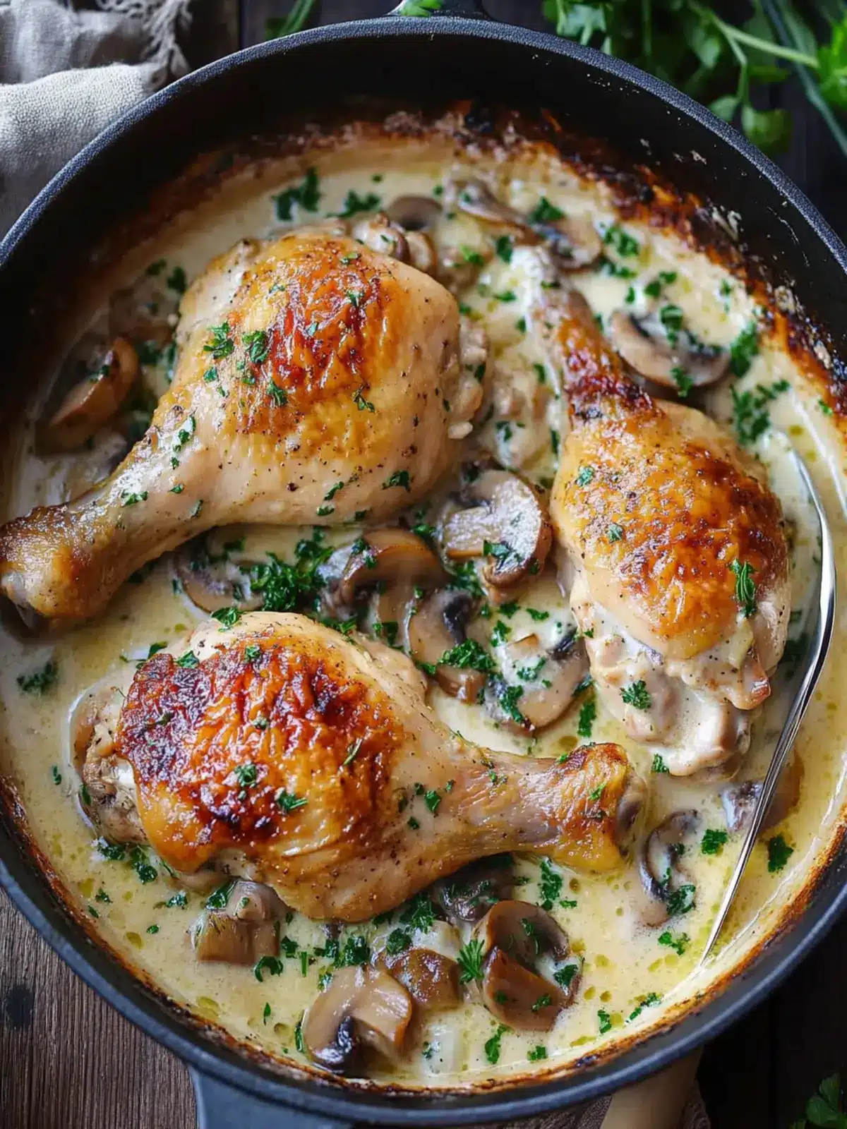 Easy Chicken Legs with Creamy Mushroom Sauce in Just 50 Minutes 2 Easy Chicken Legs with Creamy Mushroom Sauce