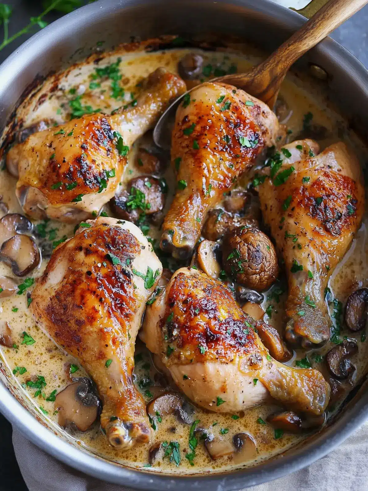 Easy Chicken Legs with Creamy Mushroom Sauce in Just 50 Minutes 3 Easy Chicken Legs with Creamy Mushroom Sauce