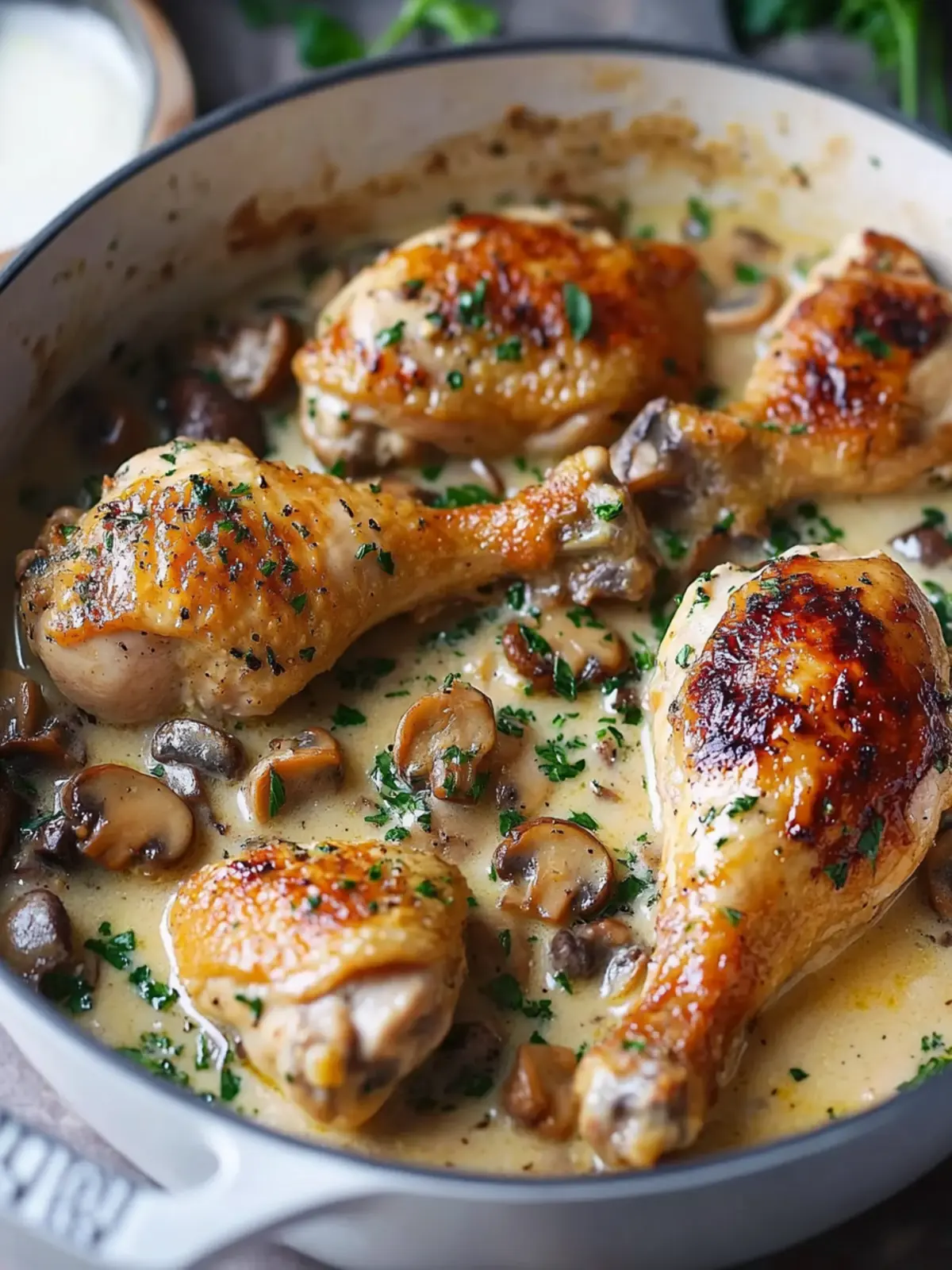 Easy Chicken Legs with Creamy Mushroom Sauce in Just 50 Minutes 4 Easy Chicken Legs with Creamy Mushroom Sauce