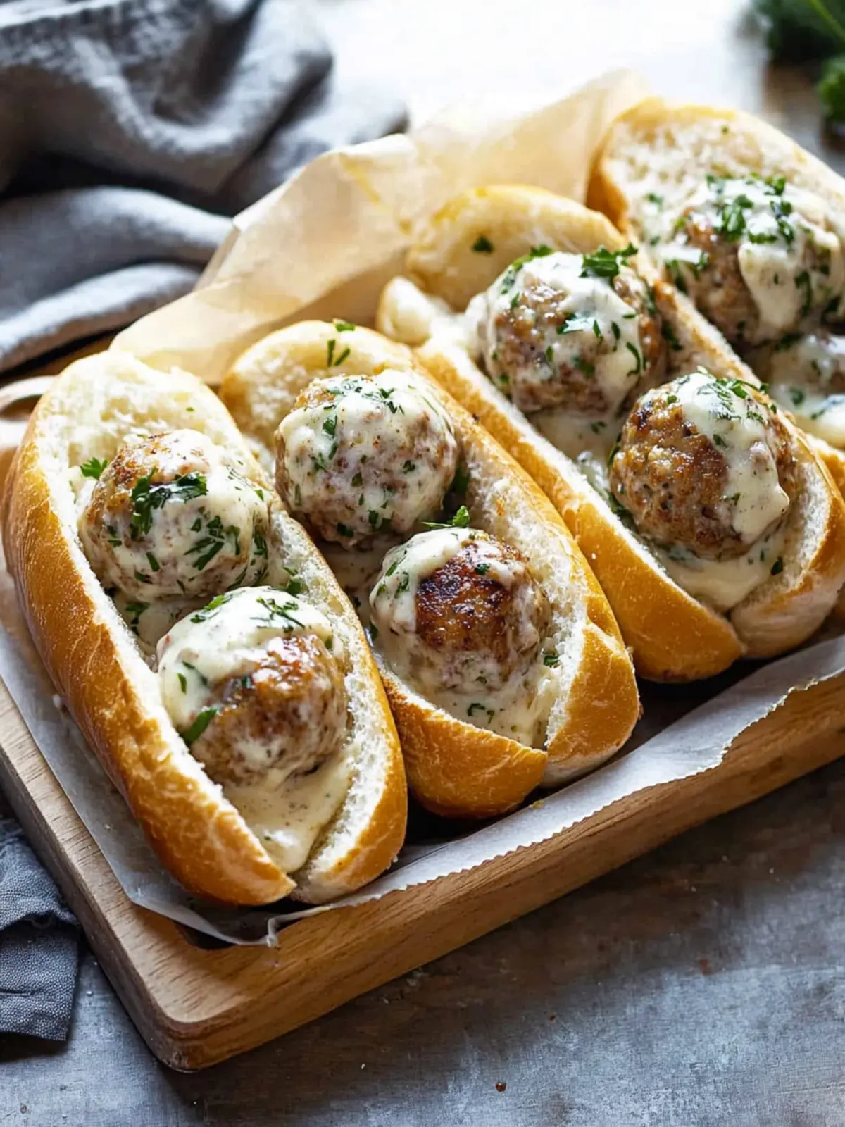 Chicken Alfredo Meatball Subs