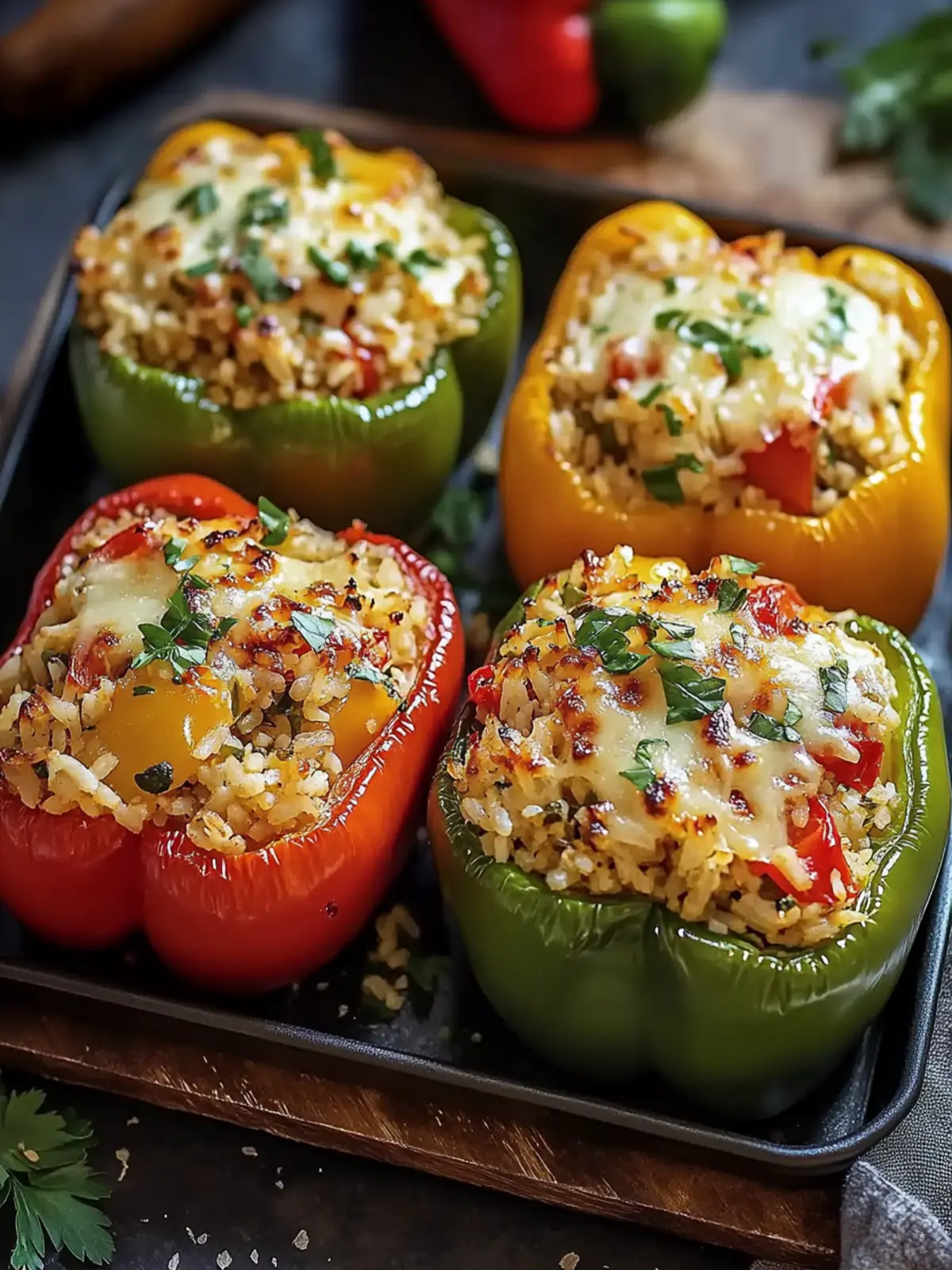 Flavor-Packed Vegetarian Stuffed Bell Peppers with Rice Delight 2 Vegetarian Stuffed Bell Peppers with Rice