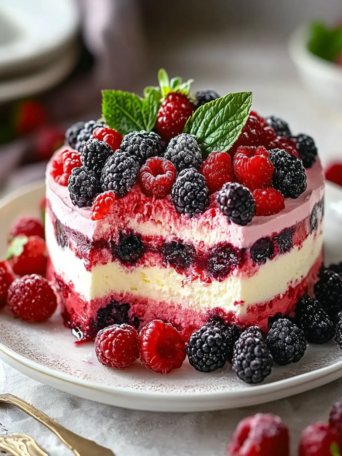 Delectable Berry-Layered Mousse Cake Recipe