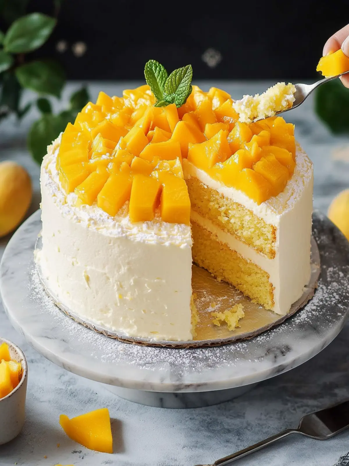 Mango Cake Delight: Light Vanilla Chiffon with Whipped Cream 2 Mango Cake
