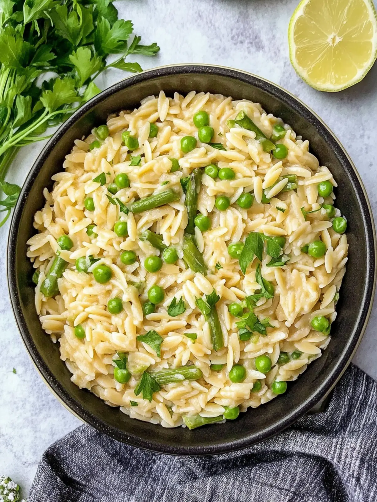 One Pot Orzo with Asparagus and Peas for Effortless Flavor 5 One Pot Orzo with Asparagus and Peas
