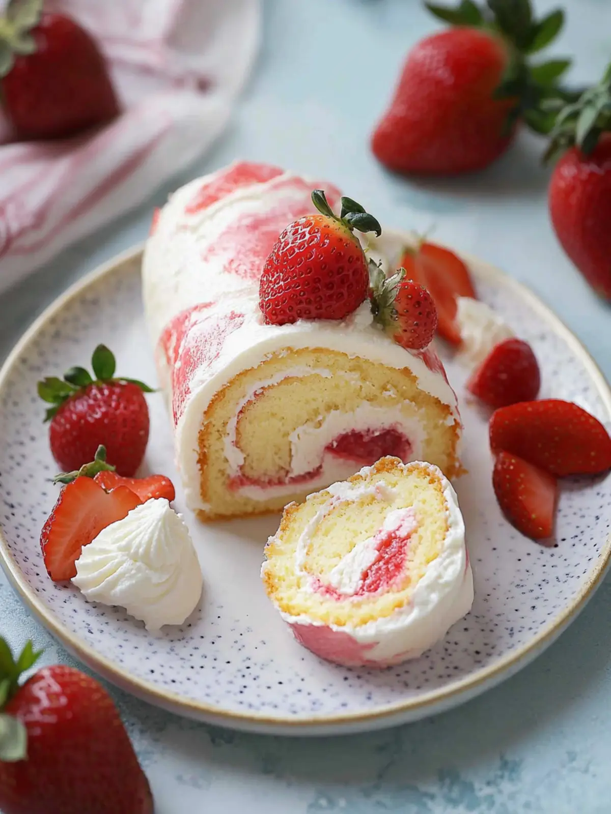 Fresh Strawberry and Cream Japanese Cake Roll Delight 5 Fresh Strawberry and Cream Japanese Cake Roll