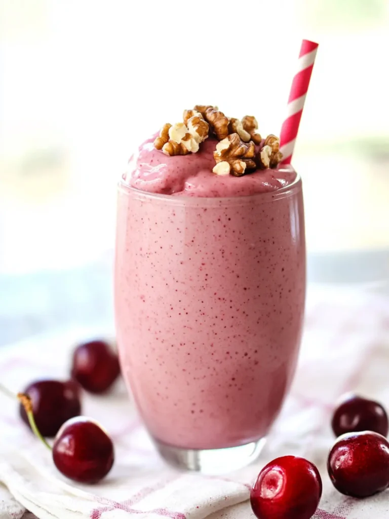 Cherry smoothie recipe with yogurt and walnuts