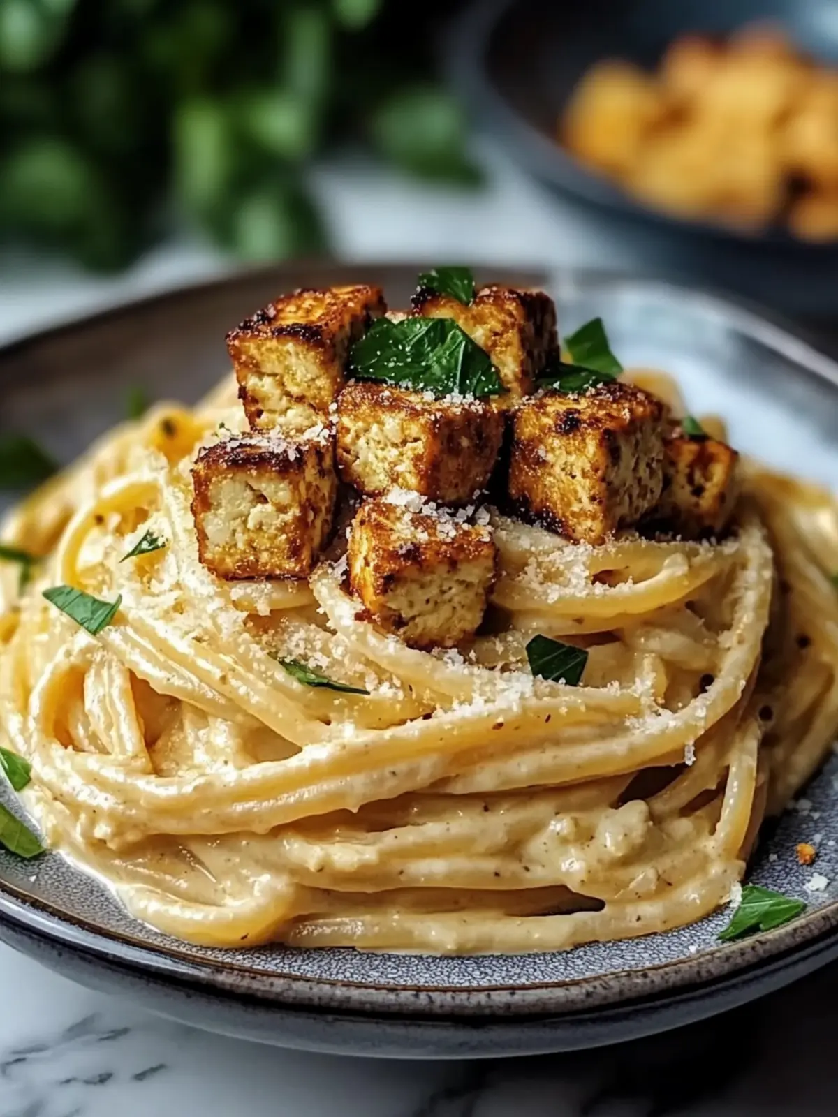 Creamy Vegan Carbonara – Quick Cashew & Tofu Pasta Delight