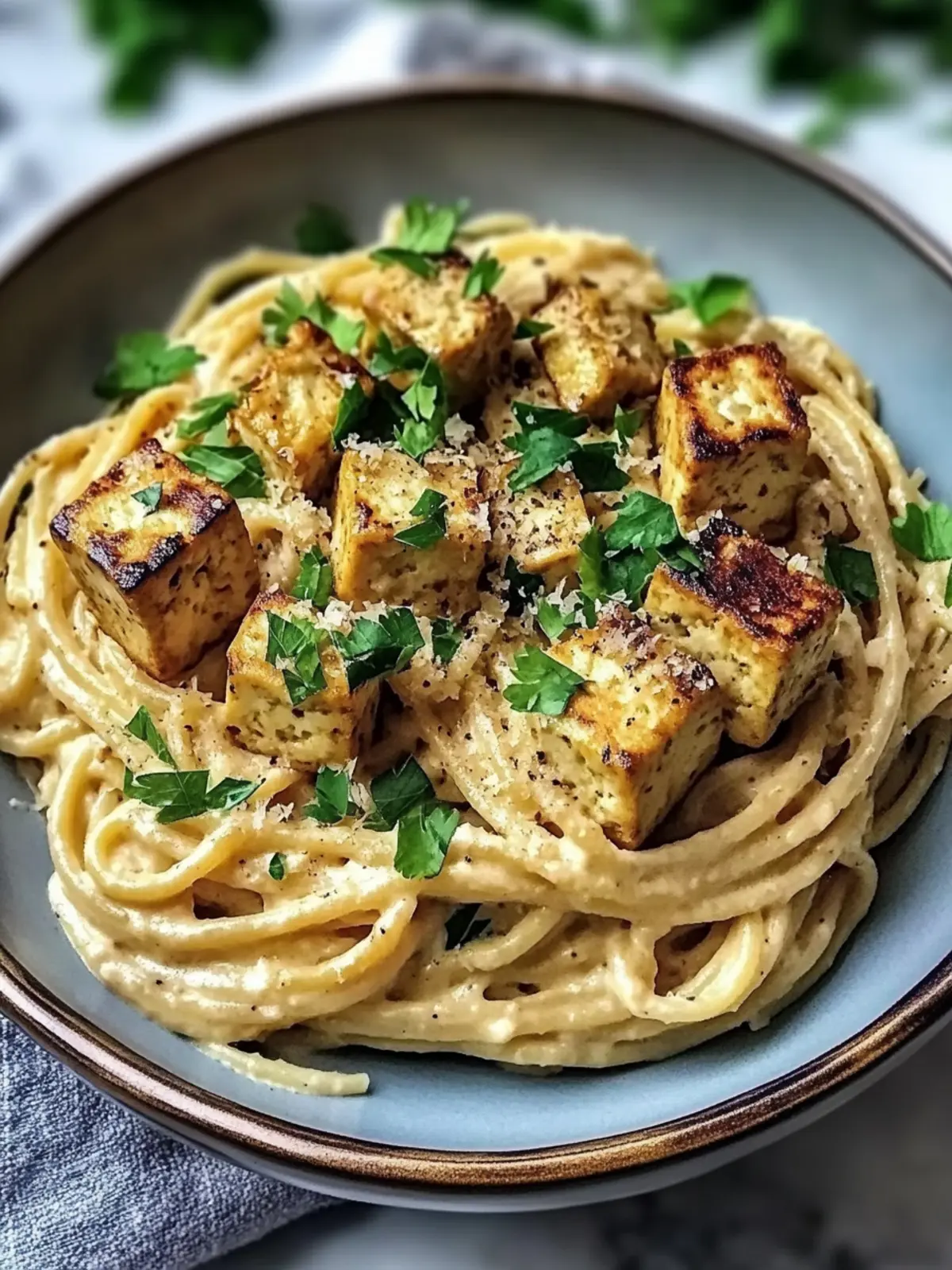 Creamy Vegan Carbonara – Quick Cashew & Tofu Pasta Delight
