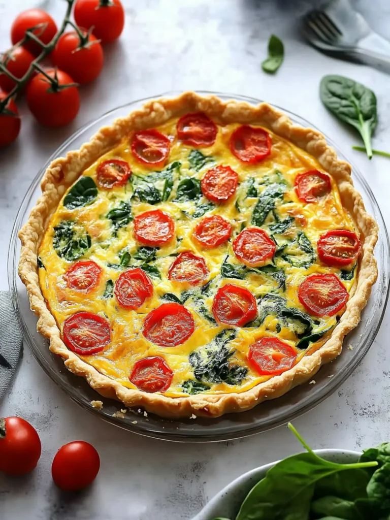 Simple Spinach Tomato Tortilla Quiche